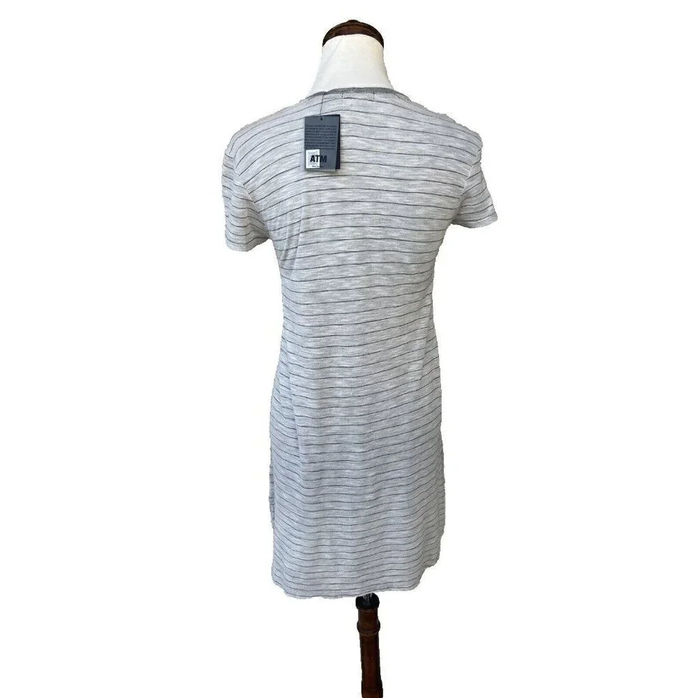Women's Atm Anthony Thomas Melillo Stripe T-Shirt Dress, Size Medium - Gray M - Picture 13 of 14